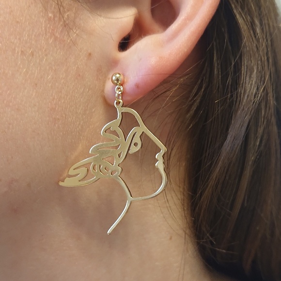 Minimalist Art Artists Portrait Drop Earrings - Picture 2 of 4